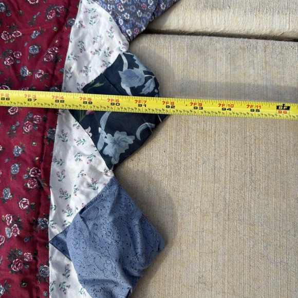 Vintage Handmade Lone Star Quilt Americana Floral Red White Blue Farmhouse - Picture 10 of 10